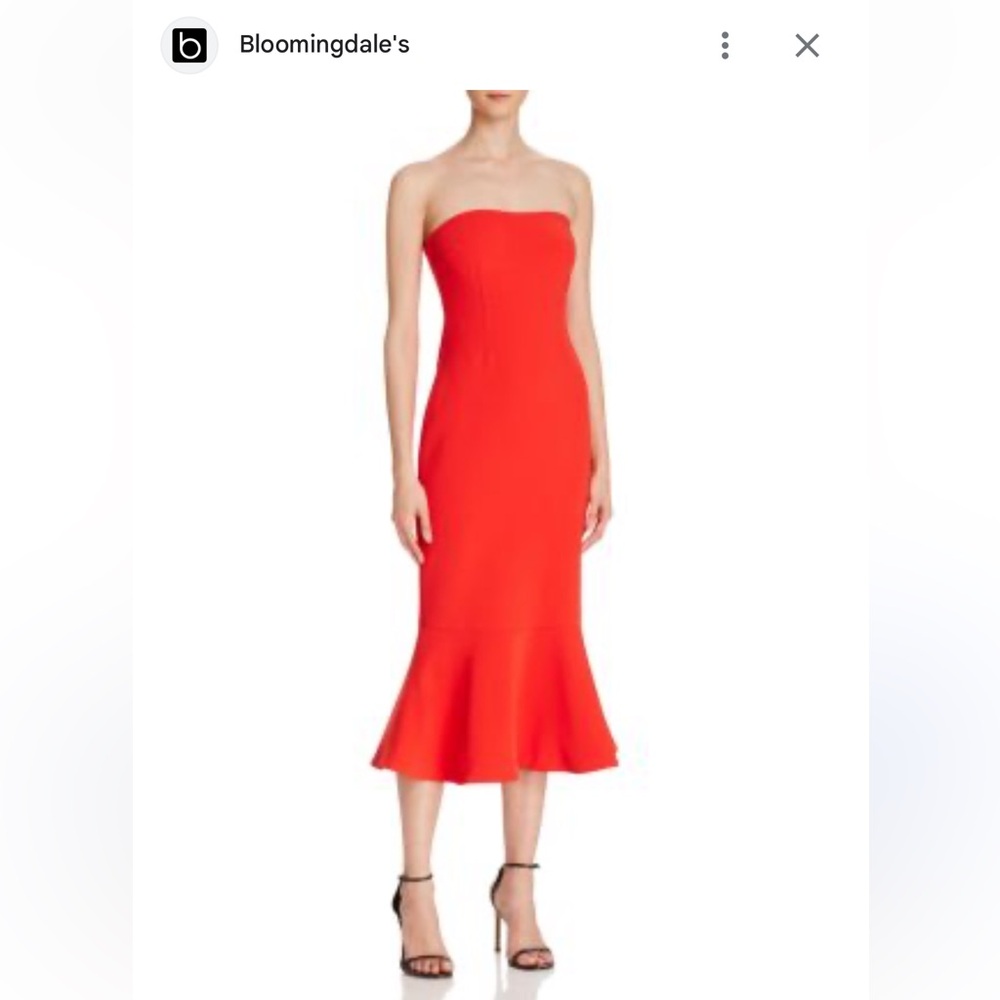 Cinq A Sept Cinqasept Luna Vibrant Red Strapless Dress with peplum detail